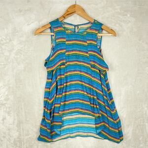 Nicole Miller Atelier Women's 100% Silk Top Size Small Lagenlook Rainbow READ